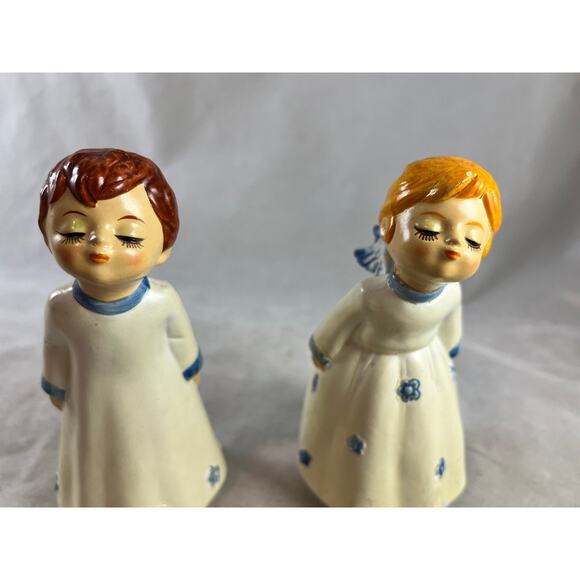 Papier Mâché Kissing Angels Figurines Musical Holiday Decor Japan Vintage - Picture 7 of 10
